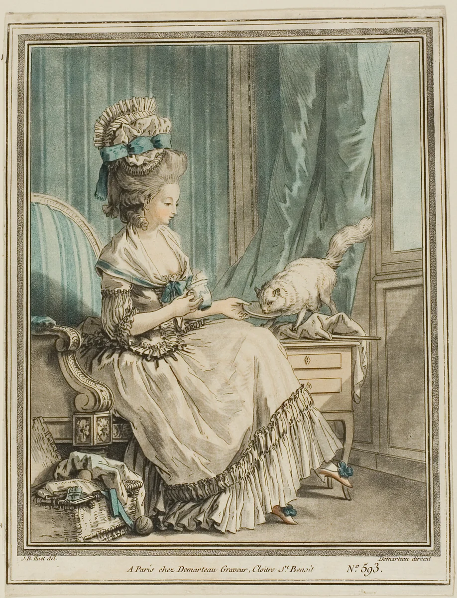 The Cat's Repast by Gilles Antoine Demarteau, print, 1778-1779