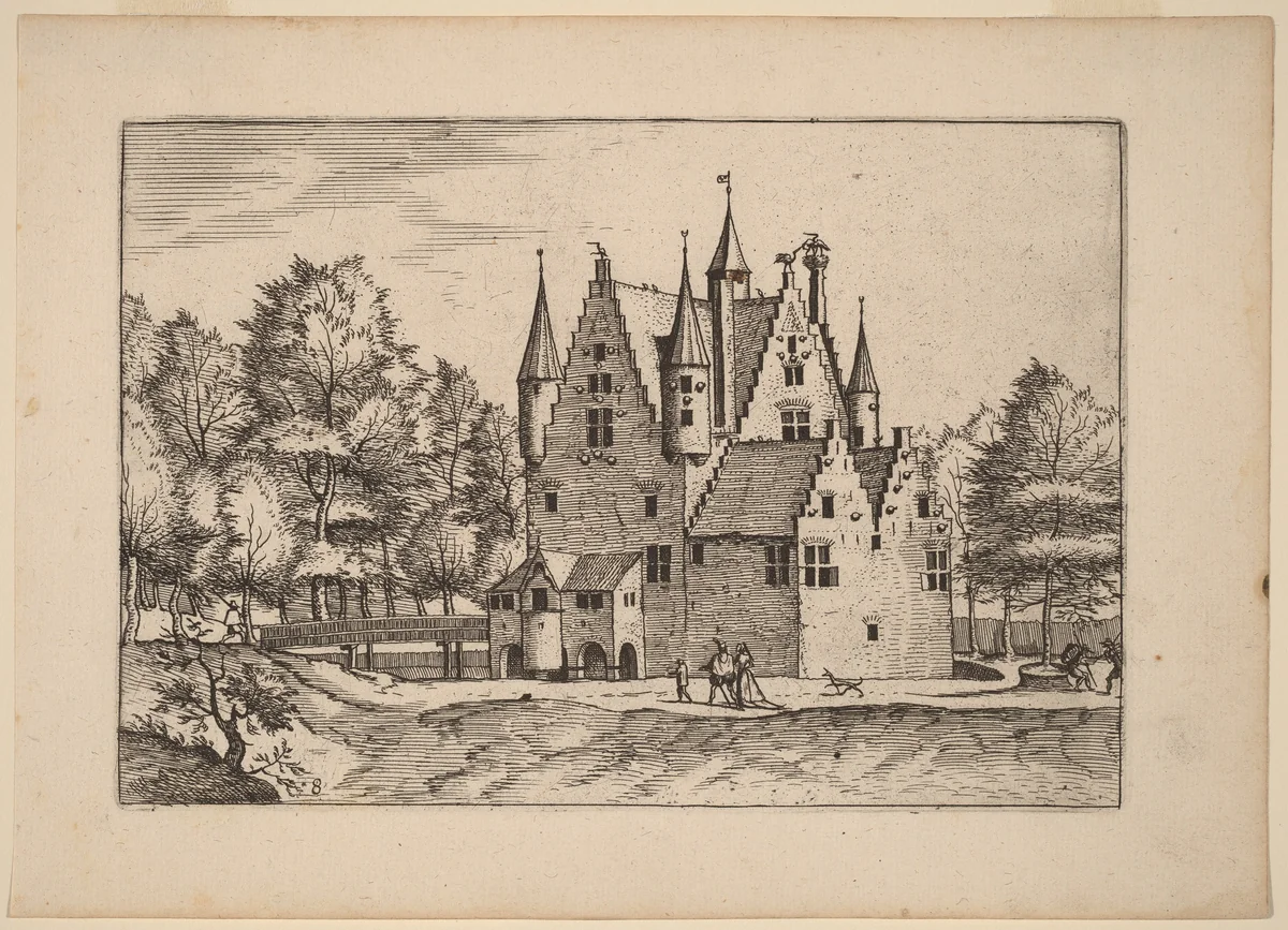 Castle by Johannes van Doetechum; Lucas van Doetechum; Master of the Small Landscapes, print, 1676