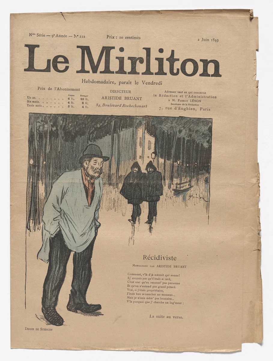 Le Mirliton, no. 112 by Théophile-Alexandre Steinlen, periodical, 1893