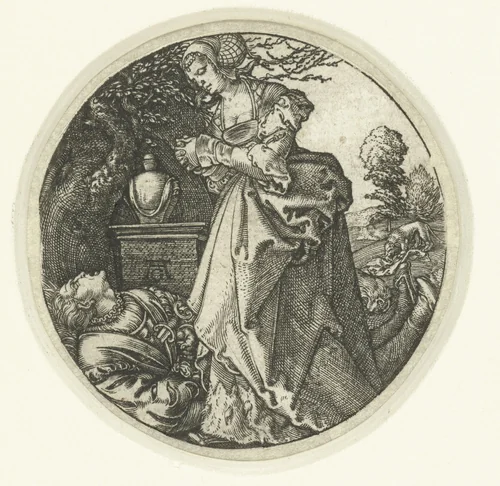 Pyramus en Thisbe by Unknown, print, 1512-1560