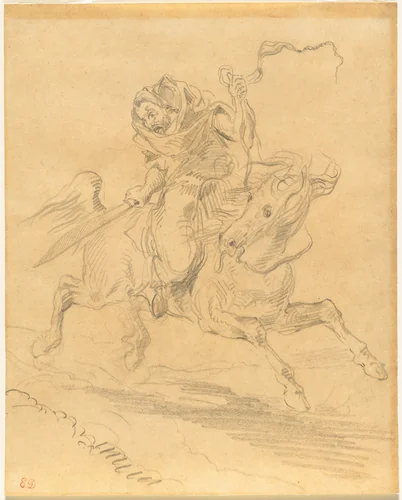 Arab Horseman at the Gallop by Eugène Delacroix, drawing, 1849