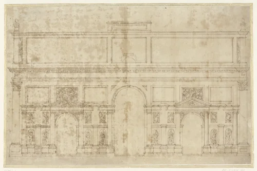 Façade-ontwerp by Unknown, drawing, 1520-1608
