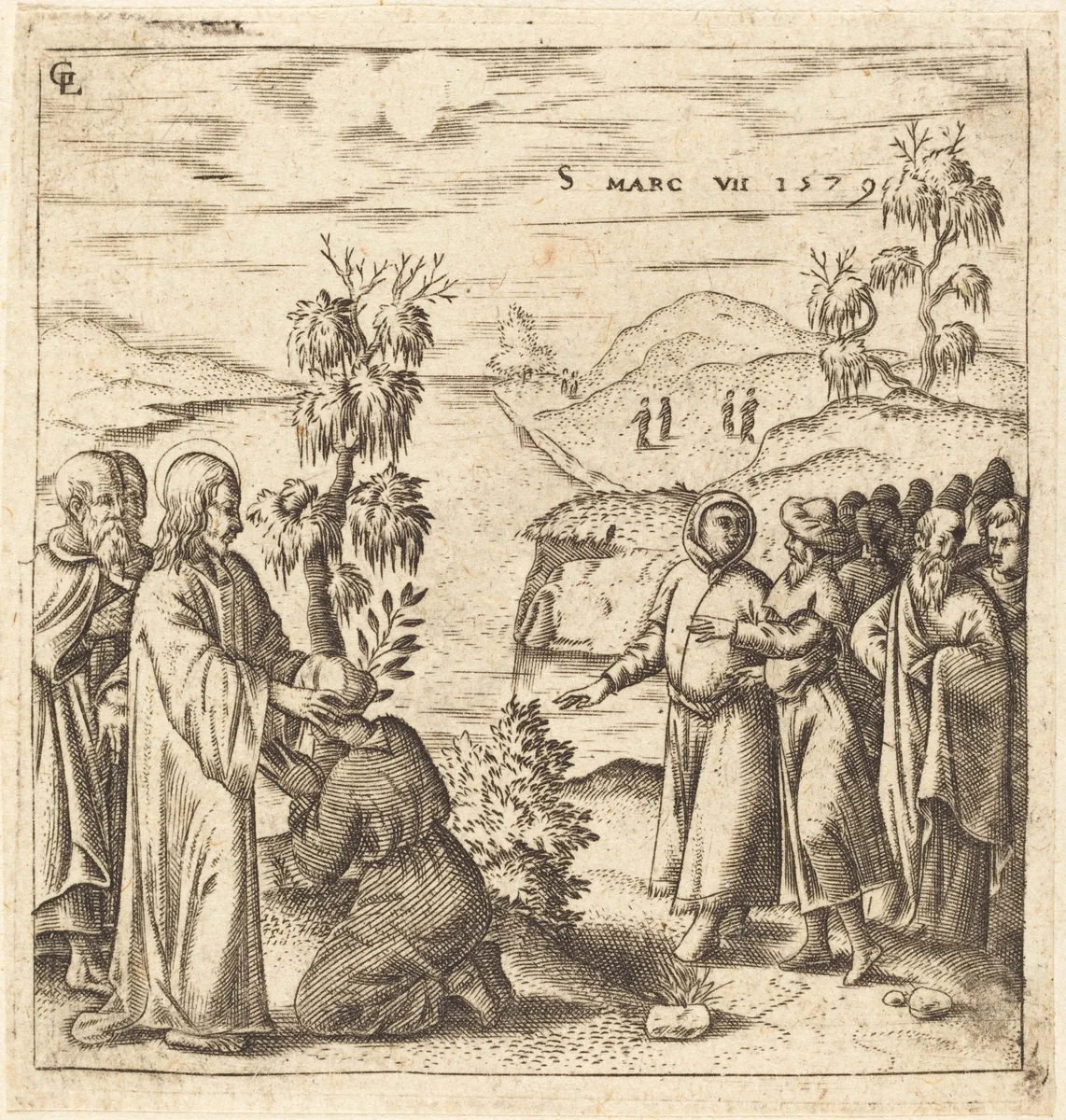 Christ Healing a Deaf Man by Léonard Gaultier, print, 1579