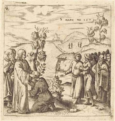 Christ Healing a Deaf Man by Léonard Gaultier, print, 1579