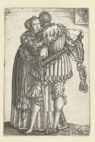 Omhelzend paar, no. 6 by Unknown, print, 1538