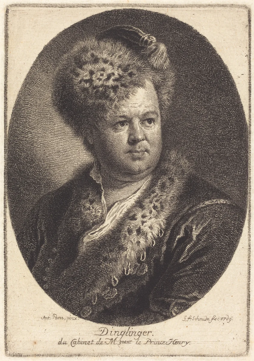 Johann Melchior Dinglinger by Georg Friedrich Schmidt; Antoine Pesne, print, 1769
