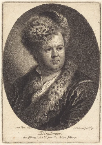 Johann Melchior Dinglinger by Georg Friedrich Schmidt; Antoine Pesne, print, 1769