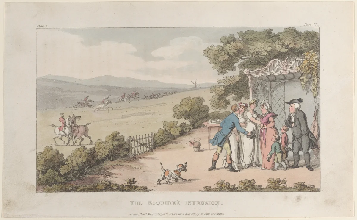 The Esquire's Intrusion, from "The Vicar of Wakefield" by Thomas Rowlandson, print, 1817