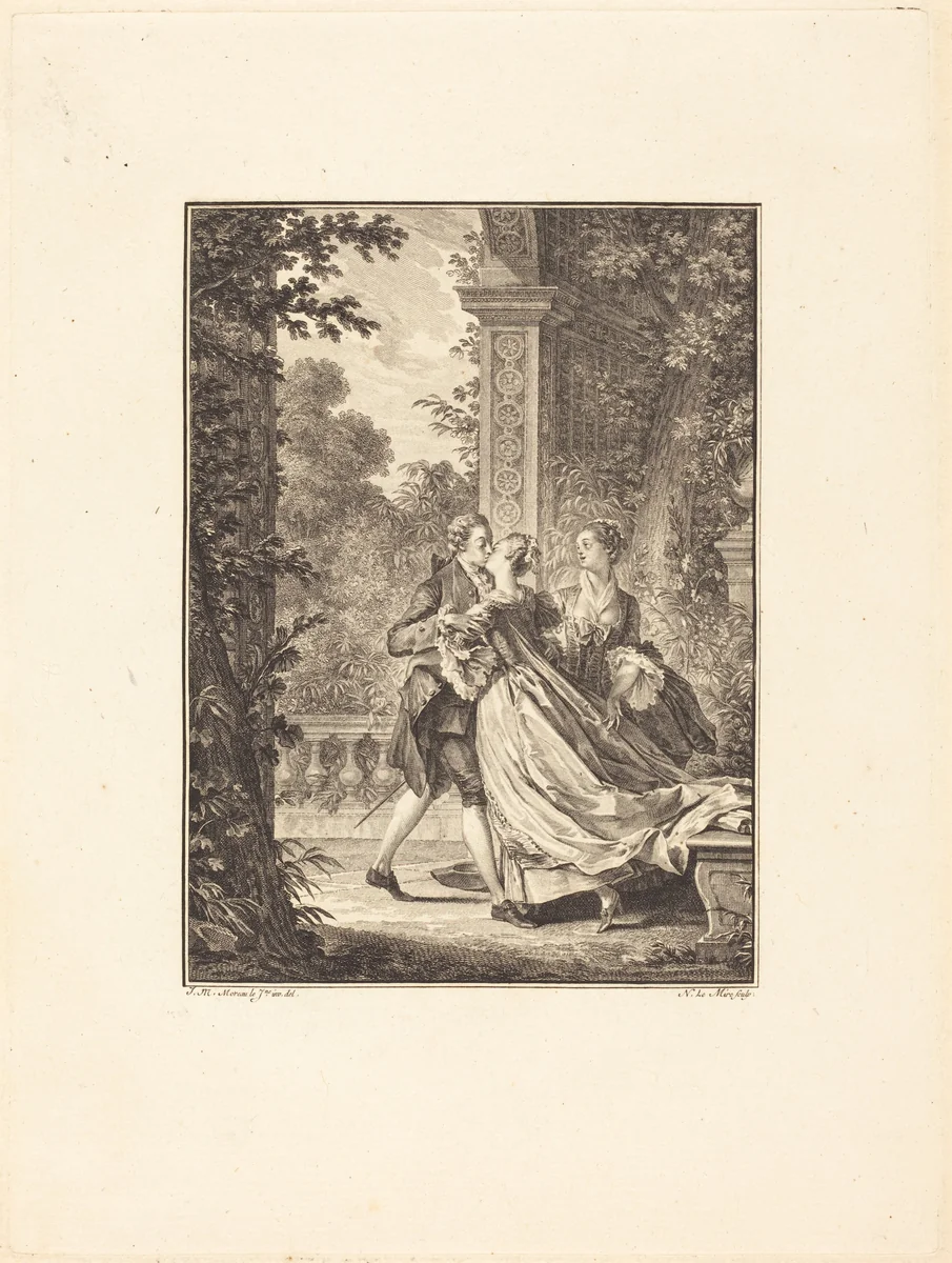 Sans rien comprendre à ce mystère by Noël Le Mire, Jean-Michel Moreau the Younger, print, 1773