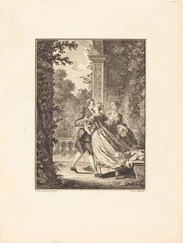 Sans rien comprendre à ce mystère by Noël Le Mire, Jean-Michel Moreau the Younger, print, 1773
