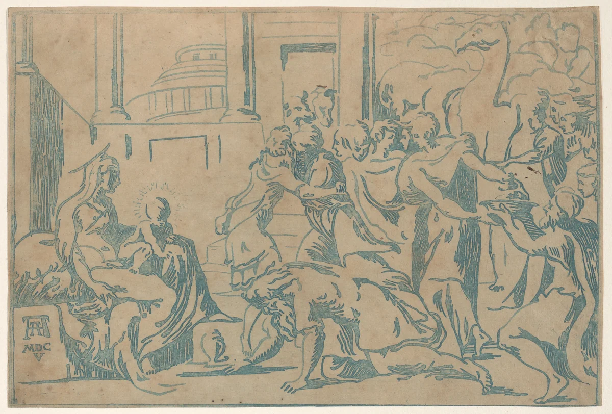 The Adoration of the Magi by Niccolò Vicentino, print, 1540-1550