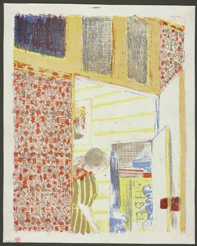 Interior with Pink Wallpaper III, plate seven from Landscapes and Interiors by Edouard Vuillard, print, 1899