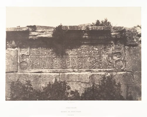 Jérusalem, Aqueduc de Ponce-Pilate, Inscription by Auguste Salzmann, photograph, 1854-1859
