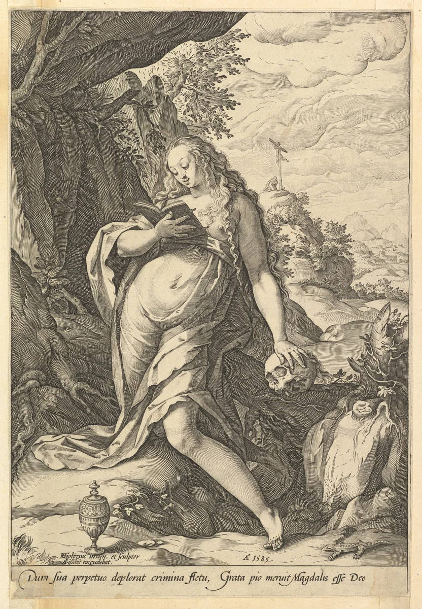 Saint Mary Magdalen Penitent by Hendrick Goltzius, print, 1585
