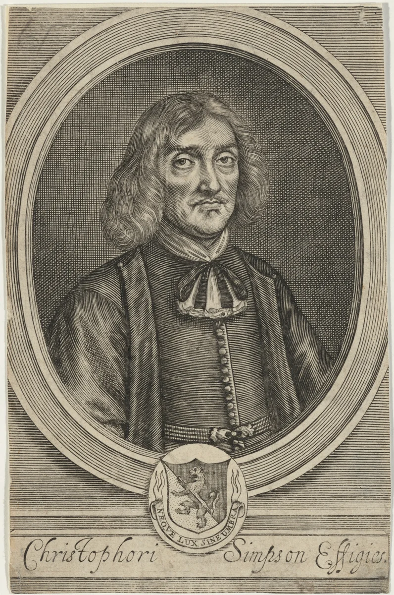 Christopher Chelys Simpson by William Faithorne, print, 1667