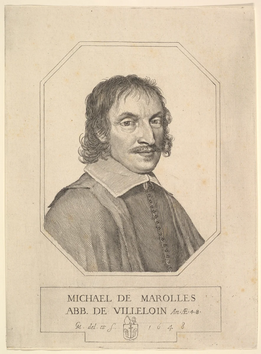 Portrait of Michel de Marolles by Claude Mellan, print, 1648