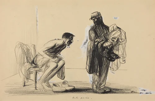 a) Bolo pacha (recto); Study for Bolo pacha (verso) by Jean-Louis Forain, drawing, 1914-1919