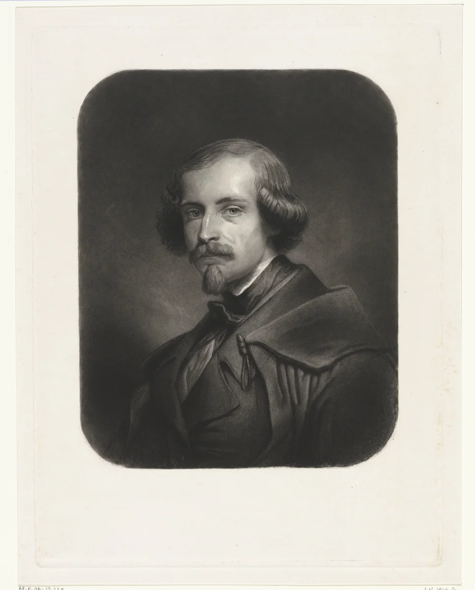 Zelfportret van Johann Wilhelm Kaiser by Johann Wilhelm Kaiser, print, 1825-1853