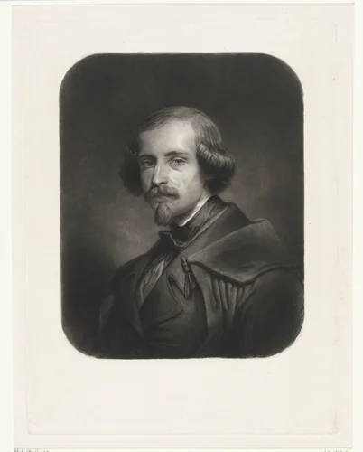 Zelfportret van Johann Wilhelm Kaiser by Johann Wilhelm Kaiser, print, 1825-1853