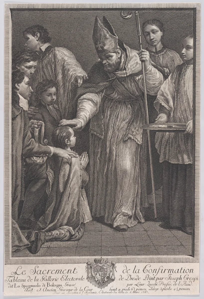 Confirmation, from "The Seven Sacraments" by Lorenzo Zucchi, print, 1767