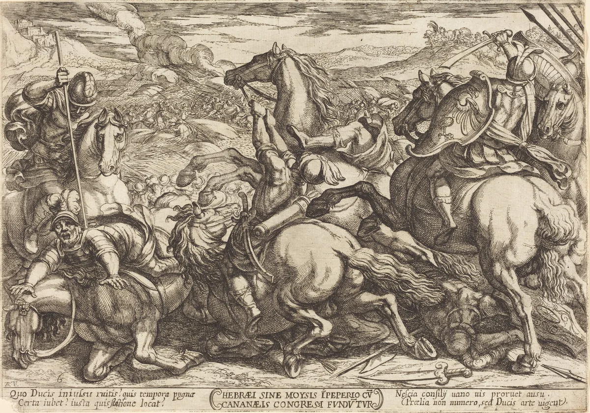 The Hebrews defeat the Canaans by Antonio Tempesta, print, 1613