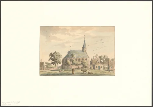 Gezicht op de hervormde kerk te West-Graftdijk by anonymous, drawing, 1700-1799