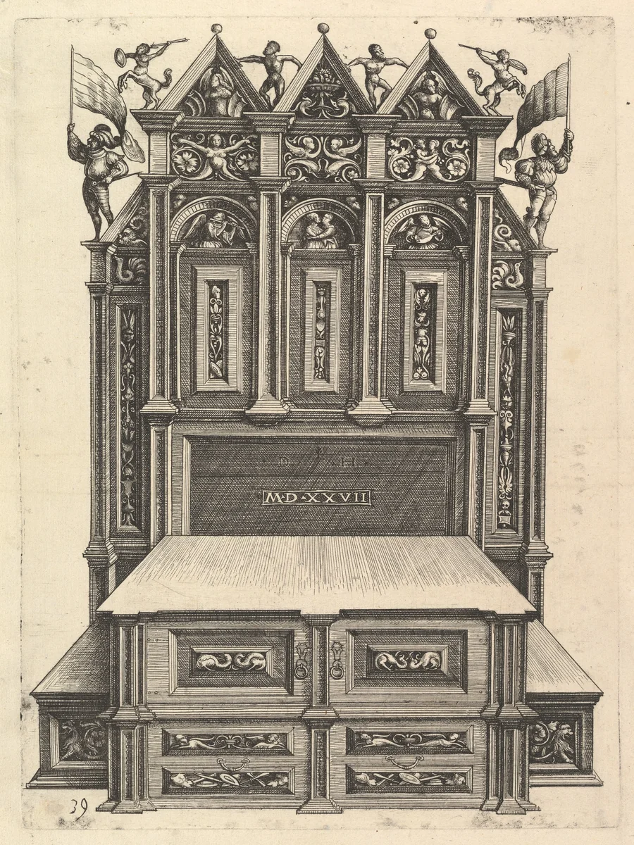 Design for a bed by Daniel Hopfer, print, 1527