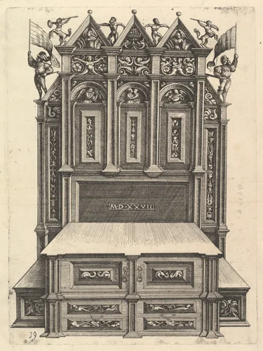 Design for a bed by Daniel Hopfer, print, 1527