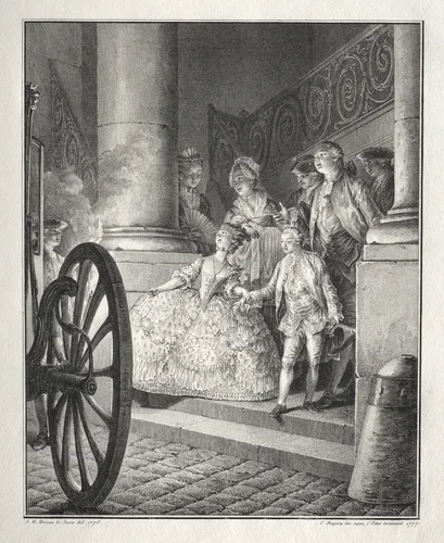 Rêtif de la Bretonne: The Little Godparents by Jean Michel Moreau, print, 1777
