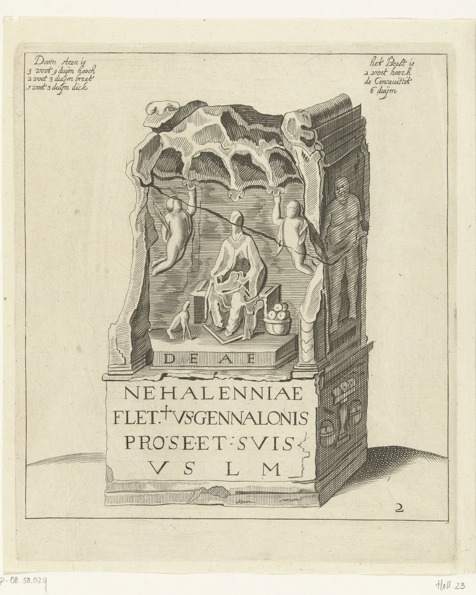 Nehalennia-altaar by Hendrick Danckerts, print, 1647