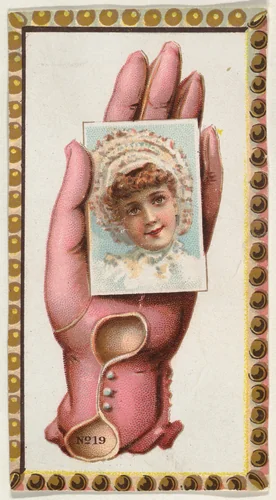 Card Number 19, cut-out from banner advertising the Opera Gloves series (G29) for Allen & Ginter Cigarettes by Allen & Ginter, print, 1885-1895
