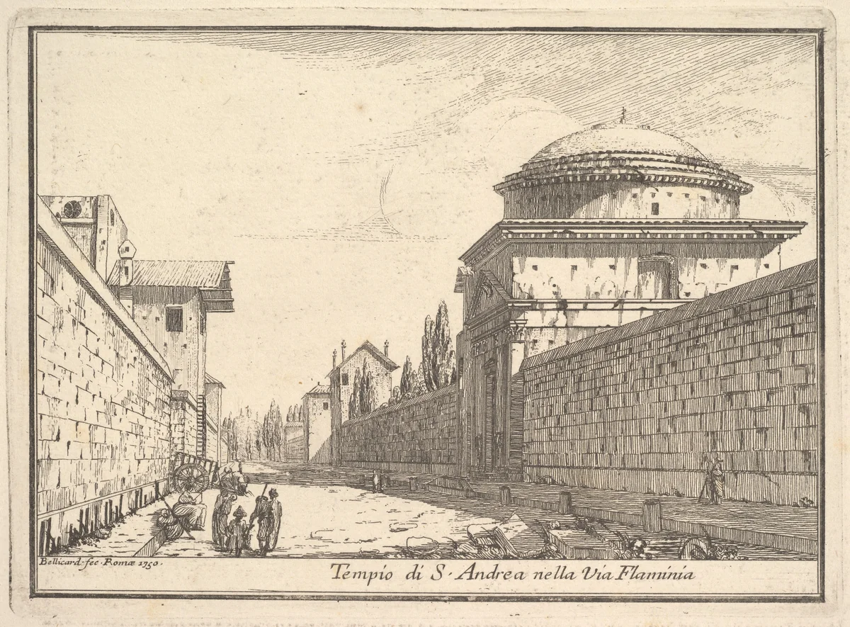 Tempio di Sant'Andrea, Via Flaminia, from "Vues de Rome" by Jérôme Charles Bellicard, print, 1750