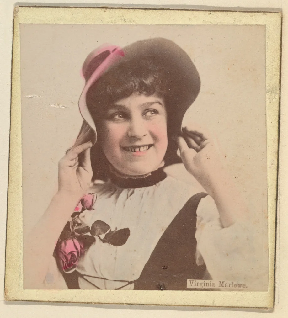 Virginia Marlowe, from the Actresses series (N246), Type 2, issued by Kinney Brothers to promote Sporting Extra Cigarettes by Kinney Brothers Tobacco Company, photograph, 1888-1892