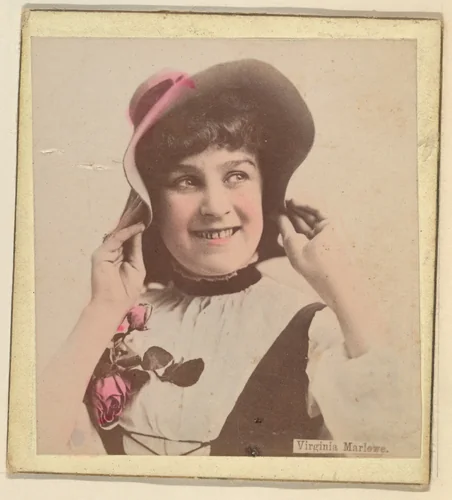 Virginia Marlowe, from the Actresses series (N246), Type 2, issued by Kinney Brothers to promote Sporting Extra Cigarettes by Kinney Brothers Tobacco Company, photograph, 1888-1892