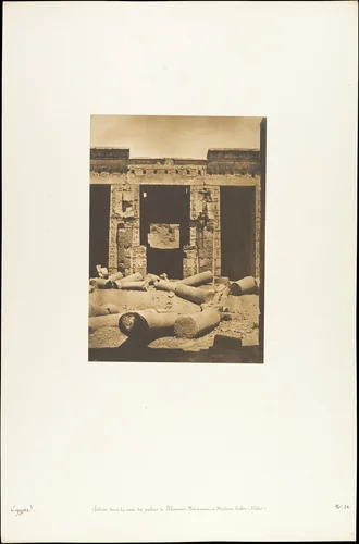 Pillars in the Court of the Temple of Ramesses III (Usermaatre Meriamun), Medinet Habu, Thebes, Egypt by Maxime Du Camp, photograph, 1850