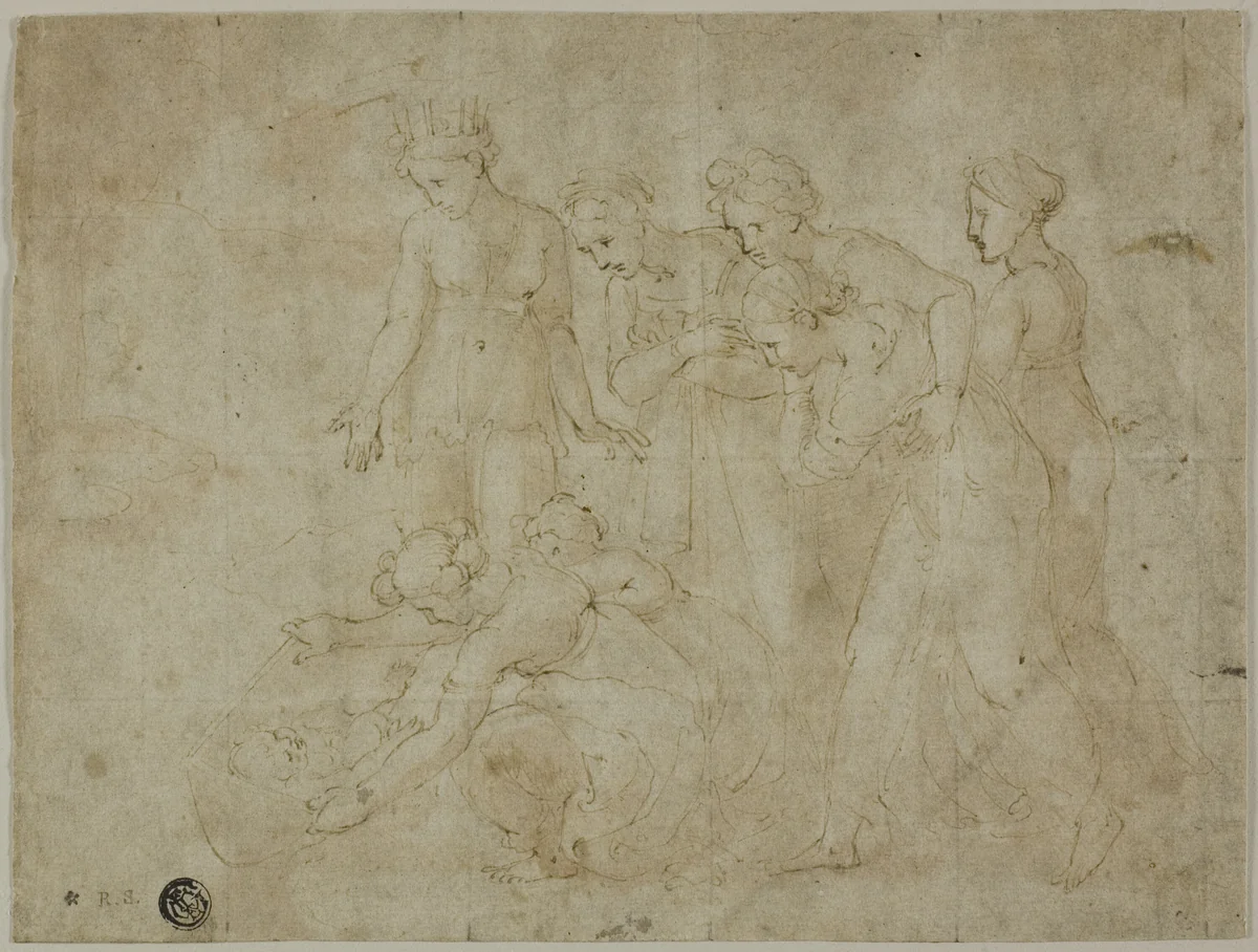 Finding of Moses by Giovanni Francesco Penni
Raffaello Sanzio, drawing, 1500-1550
