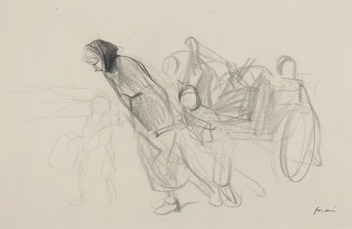 Refugees by Jean-Louis Forain, drawing, 1914-1919