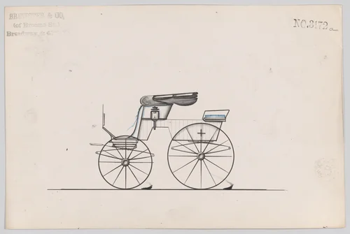 Design for Stanhope Phaeton, no. 3172a by Brewster & Co., drawing, 1875