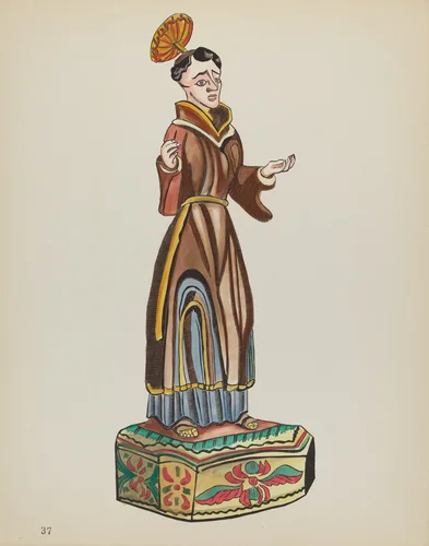Plate 37: Saint Anthony: From Portfolio "Spanish Colonial Designs of New Mexico" by American 20th Century, index of american design, 1935-1942