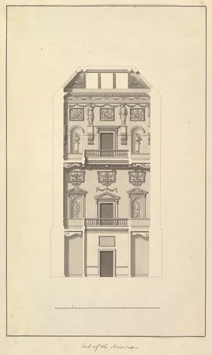 End of Staircase, Houghton Hall, Norfolk by Isaac Ware, drawing, 1735