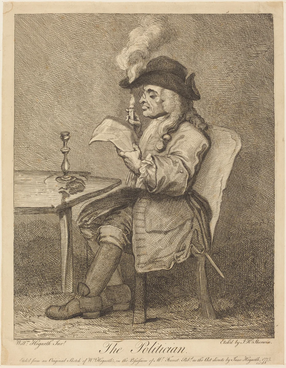 Politician by John Keyse Sherwin; William Hogarth, print, 1775