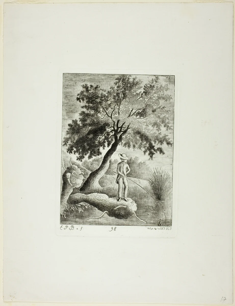 The Fisher by Emmanuel Phelippes-Beaulieu, print, 1863