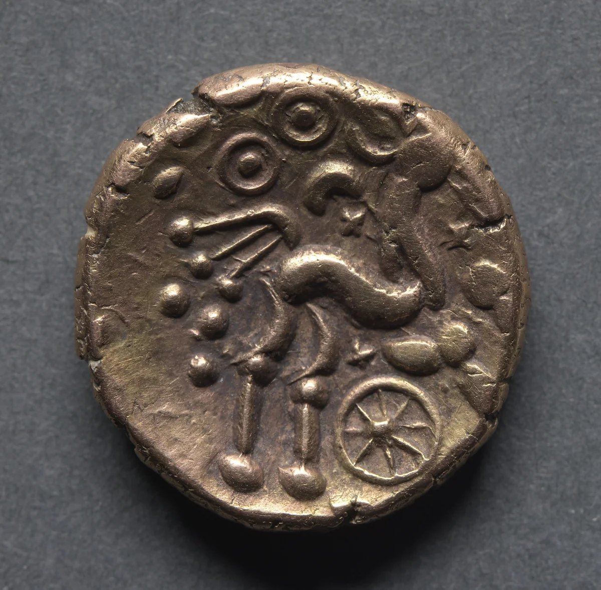 Stater: Horse, Wheel, and Crescent (reverse) by Unknown, metalwork, -10-20