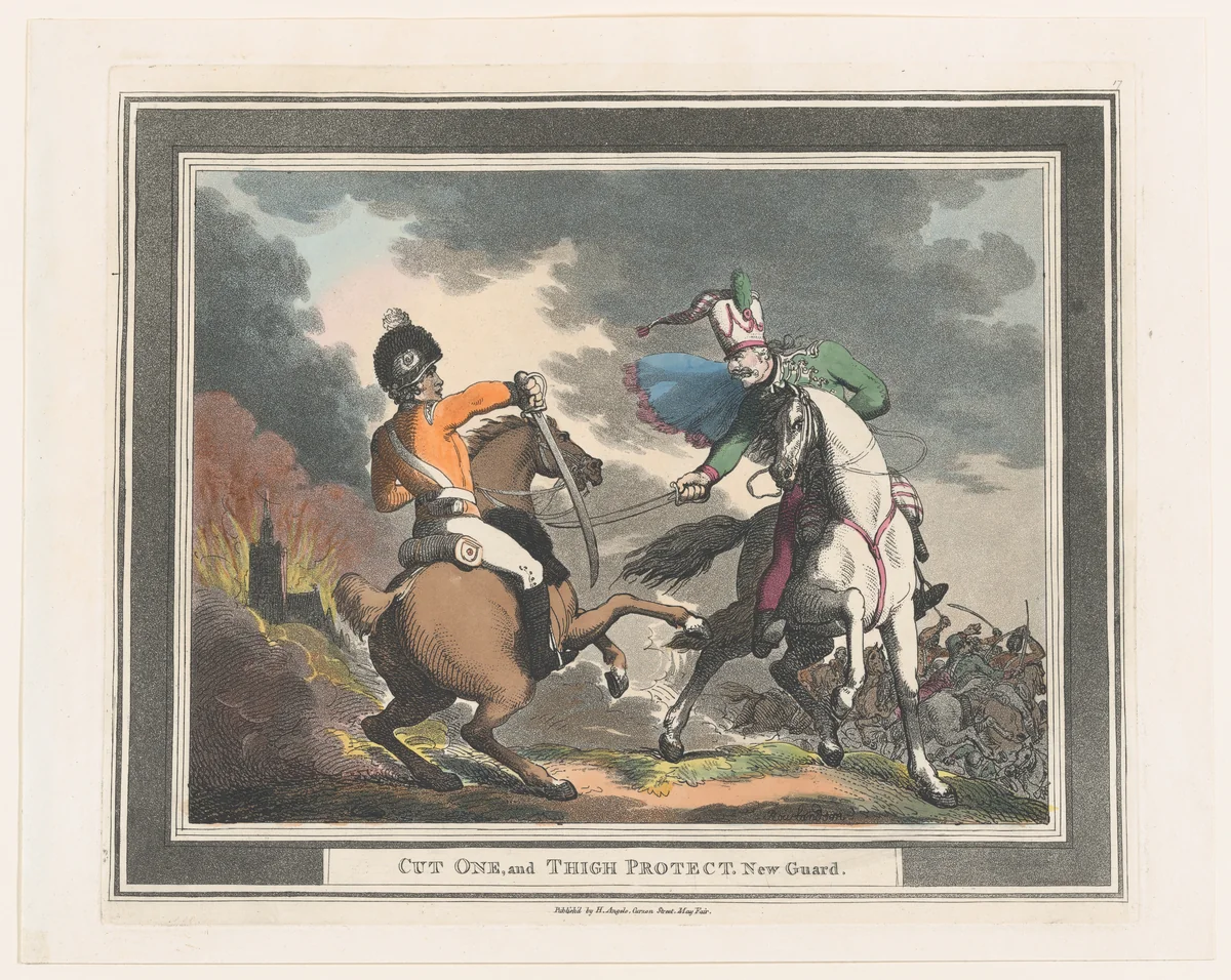 Cut One and Thigh Protect New Guard by Thomas Rowlandson, print, 1798