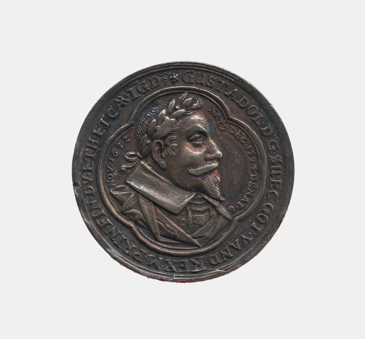 Gustav II Adolf 1594-1632, King of Sweden 1611-32 by K. Rull, metalwork, 1632