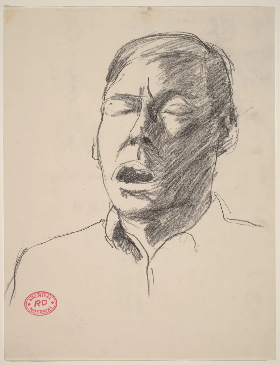 Untitled [head of man with open mouth] by Richard Diebenkorn, drawing, 1955-1967