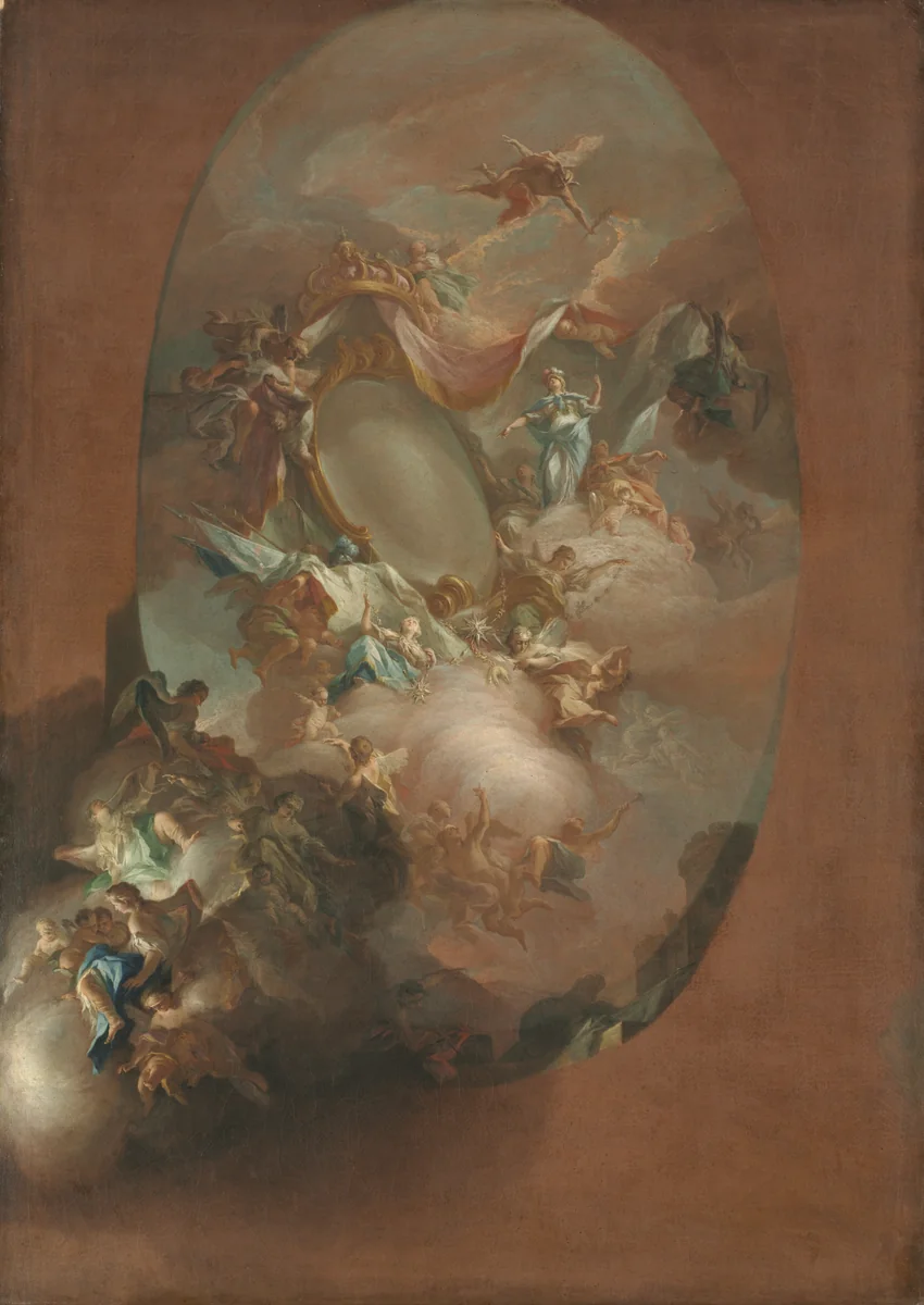 Study for "The Apotheosis of Ferdinand IV and Maria Carolina, King and Queen of Naples" (for the Palazzo dei Regi Studi, Naples) by Pietro Bardellino, painting, 1776-1786