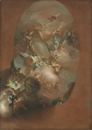 Study for "The Apotheosis of Ferdinand IV and Maria Carolina, King and Queen of Naples" (for the Palazzo dei Regi Studi, Naples) by Pietro Bardellino, painting, 1776-1786