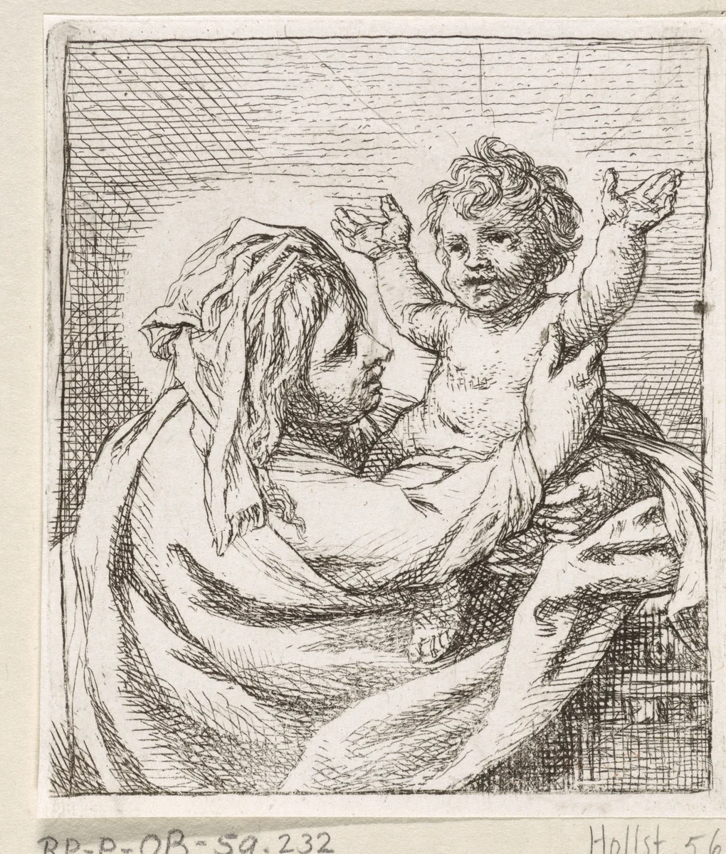 Madonna met kind by Cornelis Schut, print, 1618-1655