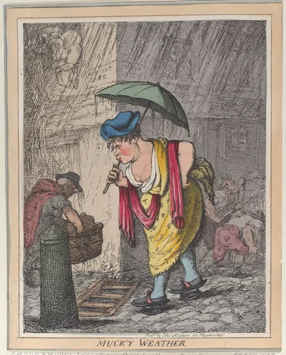 Muck'y Weather by Thomas Rowlandson, print, 1807-1817